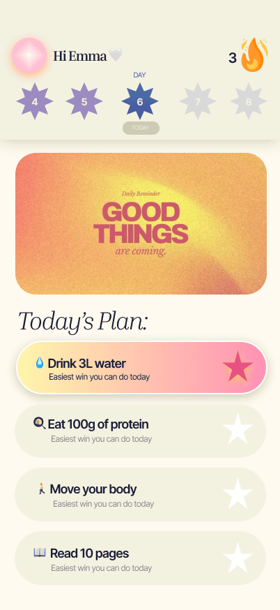 Maia app home screen showing today's plan and streak